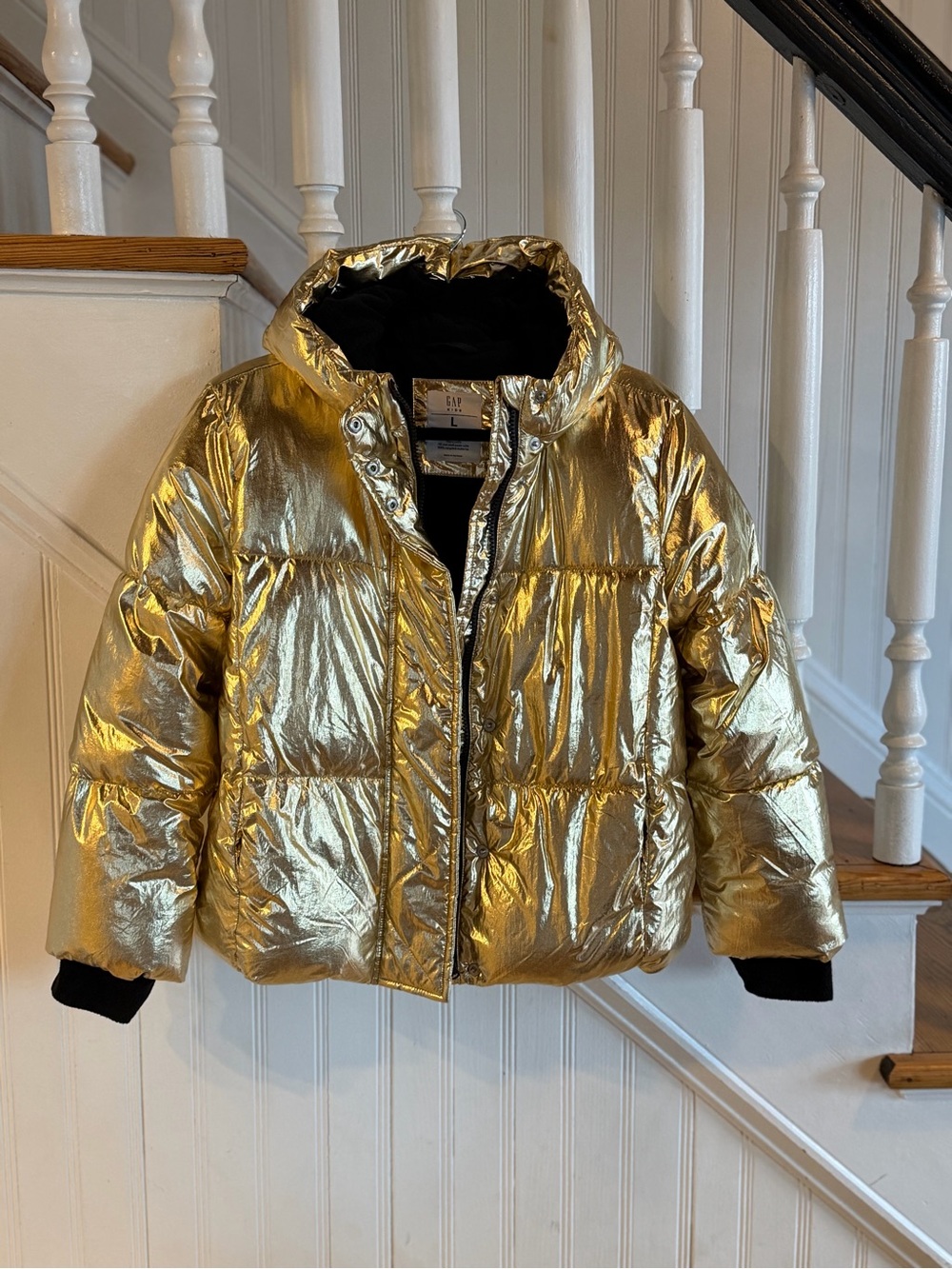 GAP Kids Shiny Gold Puffer Jacket with Hood